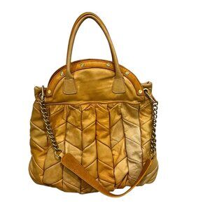 Sabina New York Genuine Leather Tote Bag With Chain Handle